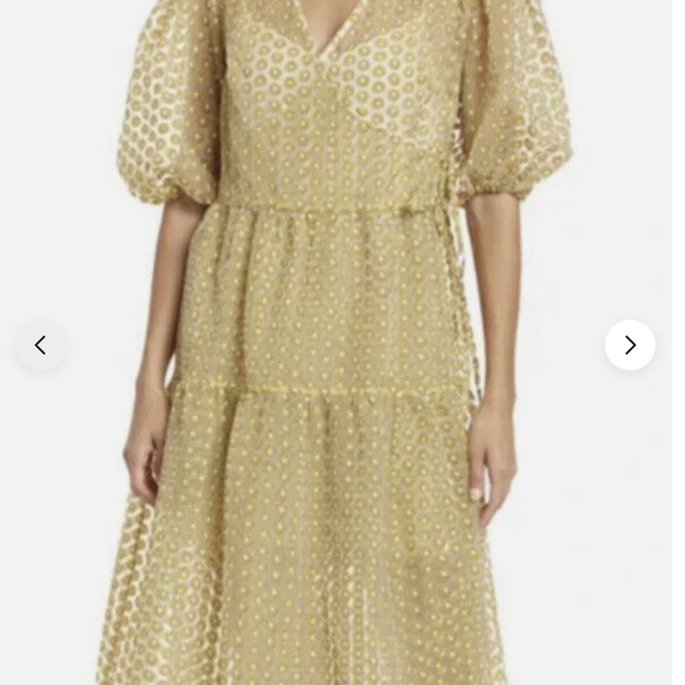 TOP SHOP daisy puff sleeve wrap dress size 6